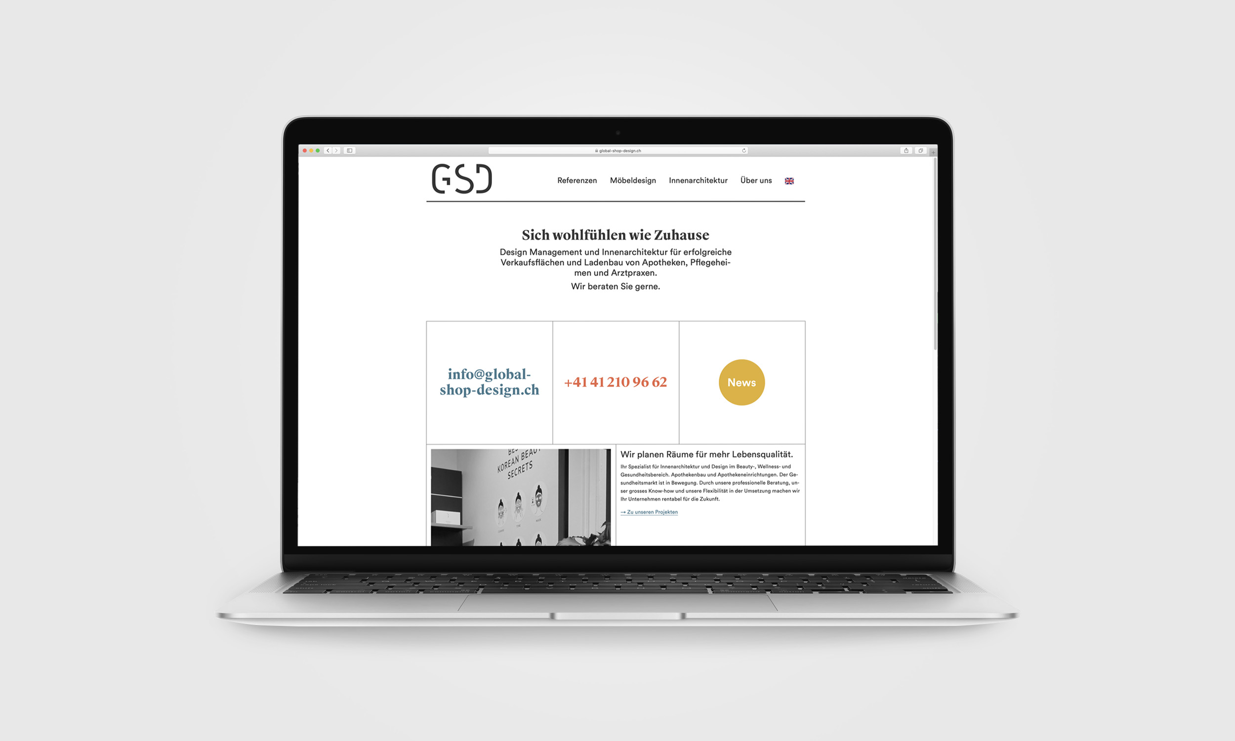GSD Webseite auf Macbook